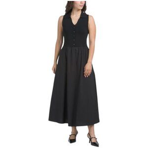 ELLEN TRACY Sleeveless Polo Twofer Maxi Dress